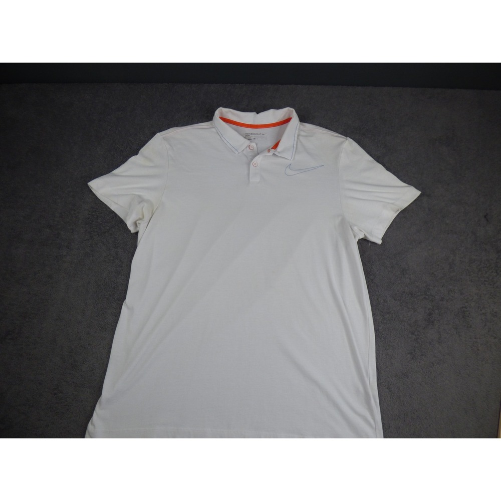 Nike‎ Golf Sport Dri-FIT Polo Shirt Mens XL White Short Sleeve Swoosh Logo